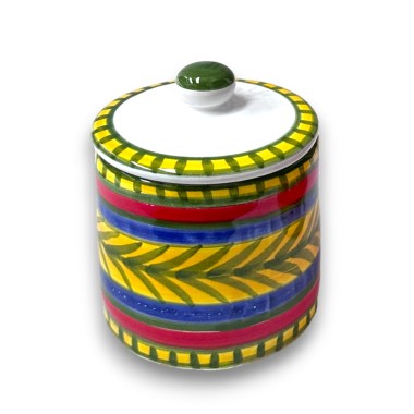 Handmade sicilian ceramic container with lid Vulcano de simone pottery Handmade sicilian ceramic container with lid Vulcano de simone pottery